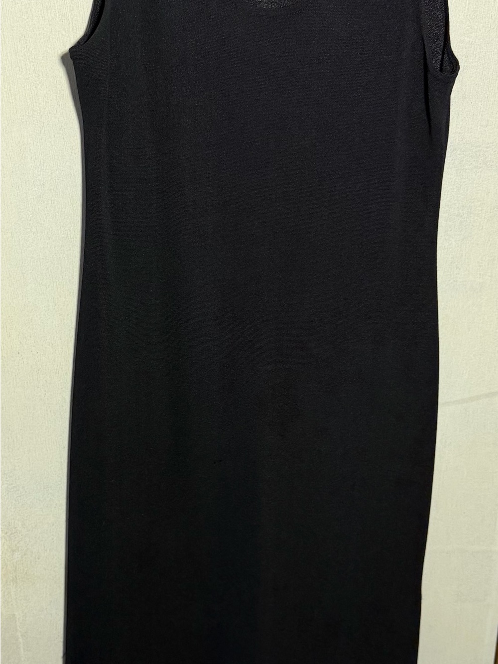 Nicole Studio Black Sleeveless Midi Dress Minimalist Scoop Neck Stretch